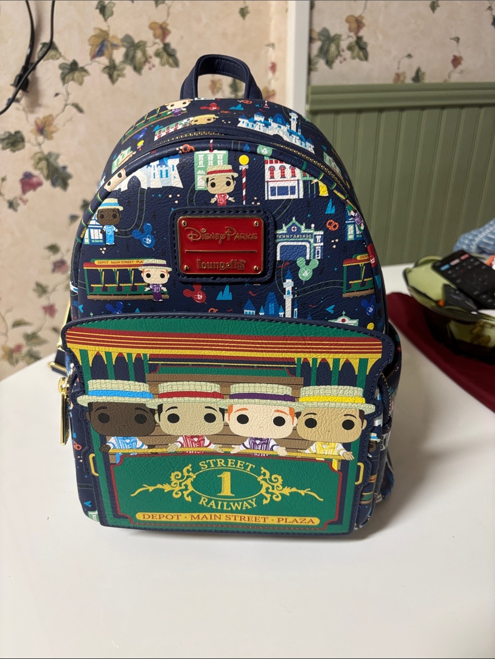Loungefly Navy Disney Parks Main Street Trolley Mini Backpack